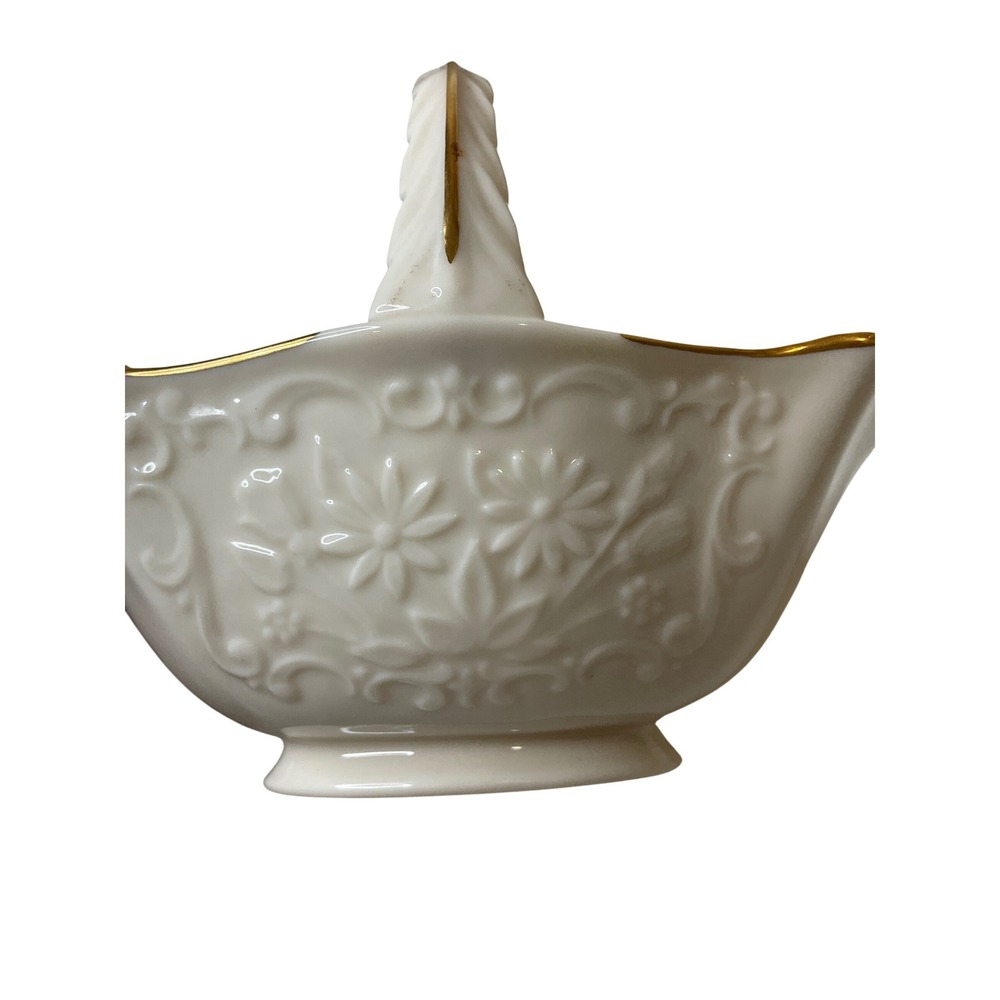 Vtintage Lenox Sans Souci Basket 24K Gold‎ Trimmed Footed Fine China Porcelain - Picture 6 of 8